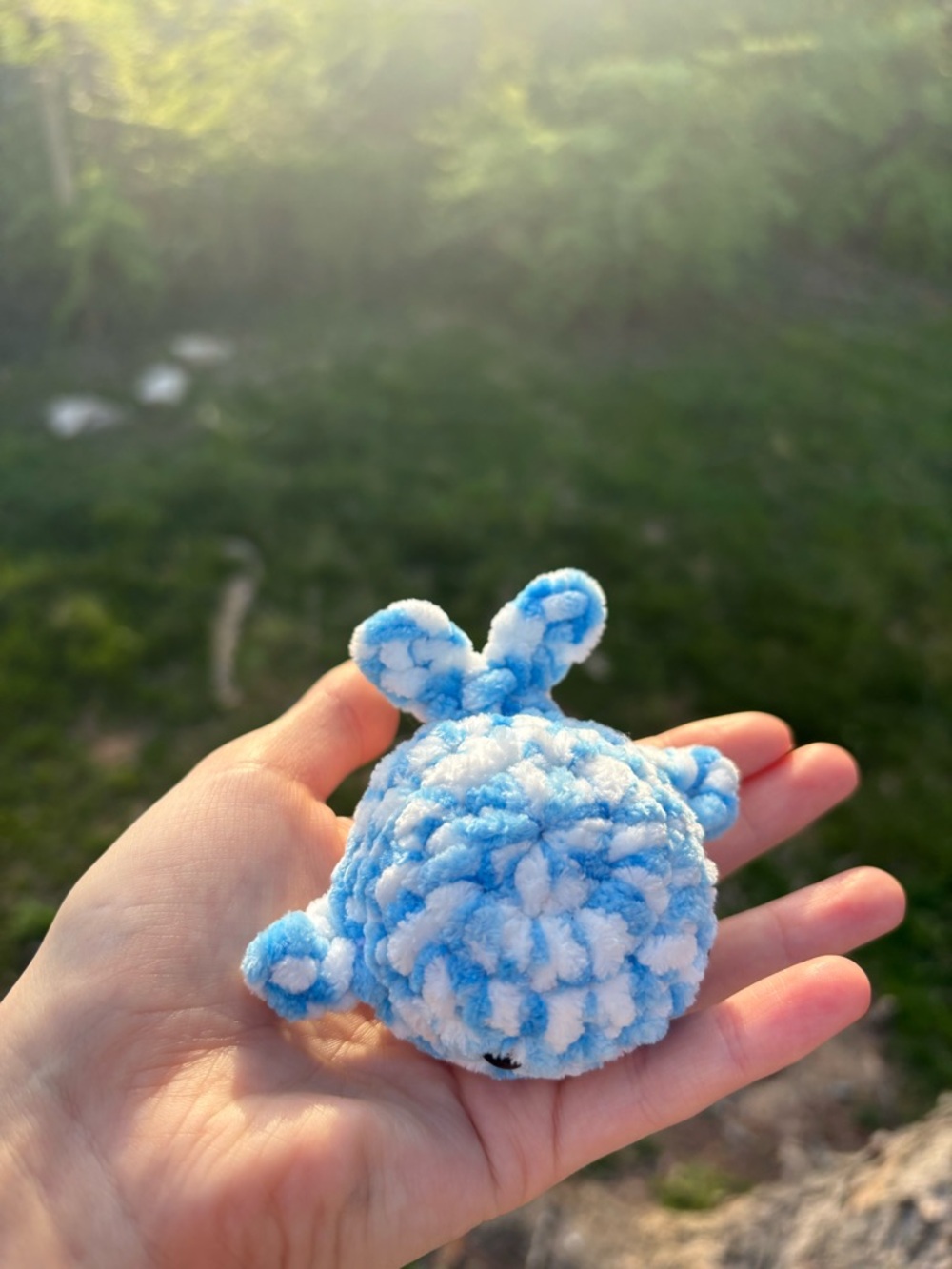 Blue Raspberry Whale Plush Handmade Crochet - Mini Whale Gift Crochet Animal - Picture 2 of 7